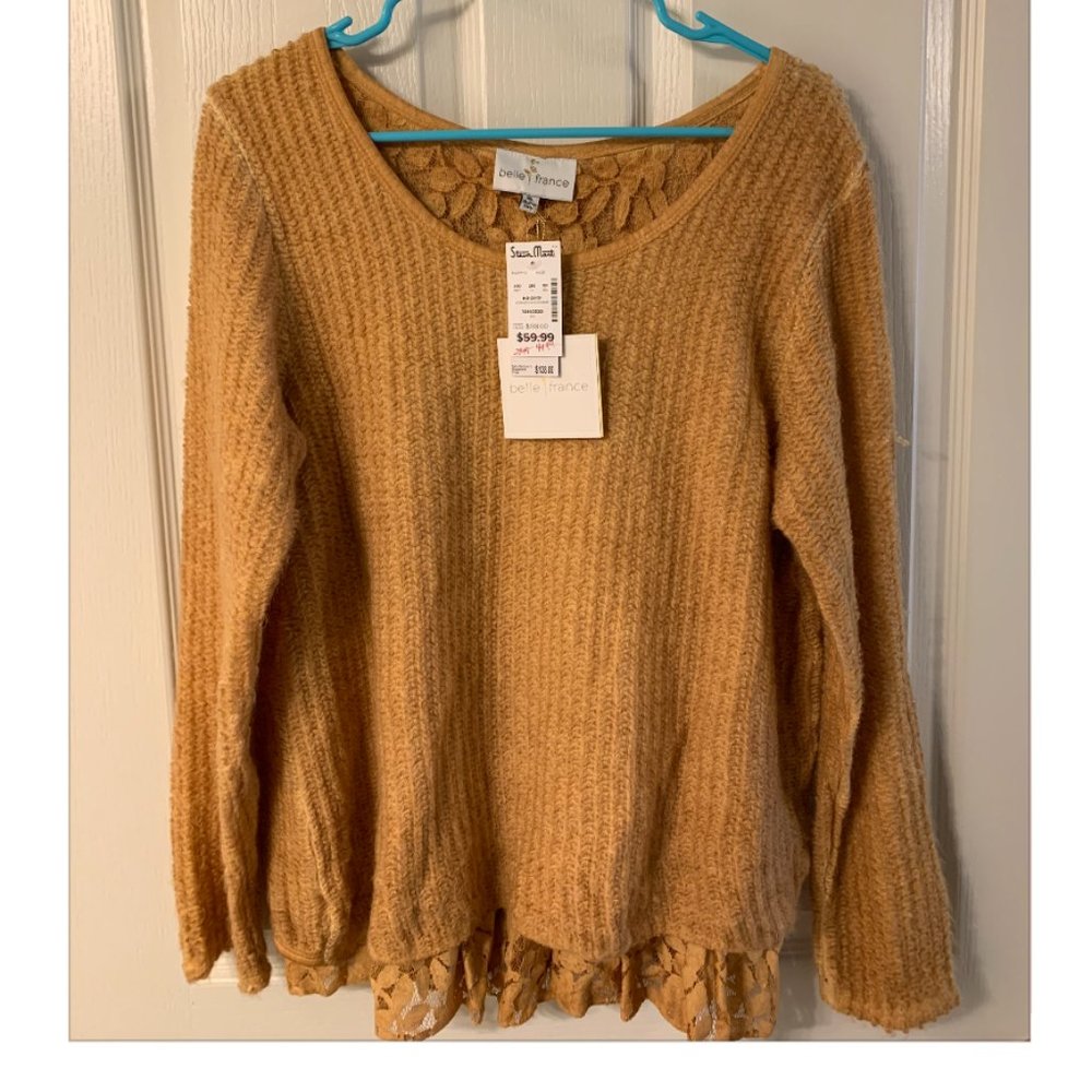 NEW Belle France Gold Sweater XL